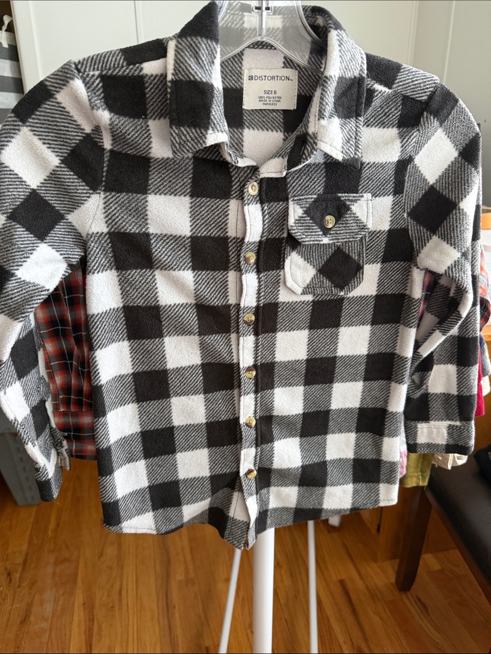 Distortion Kids Black & White Buffalo Plaid Button-Up Shirt Butter Soft